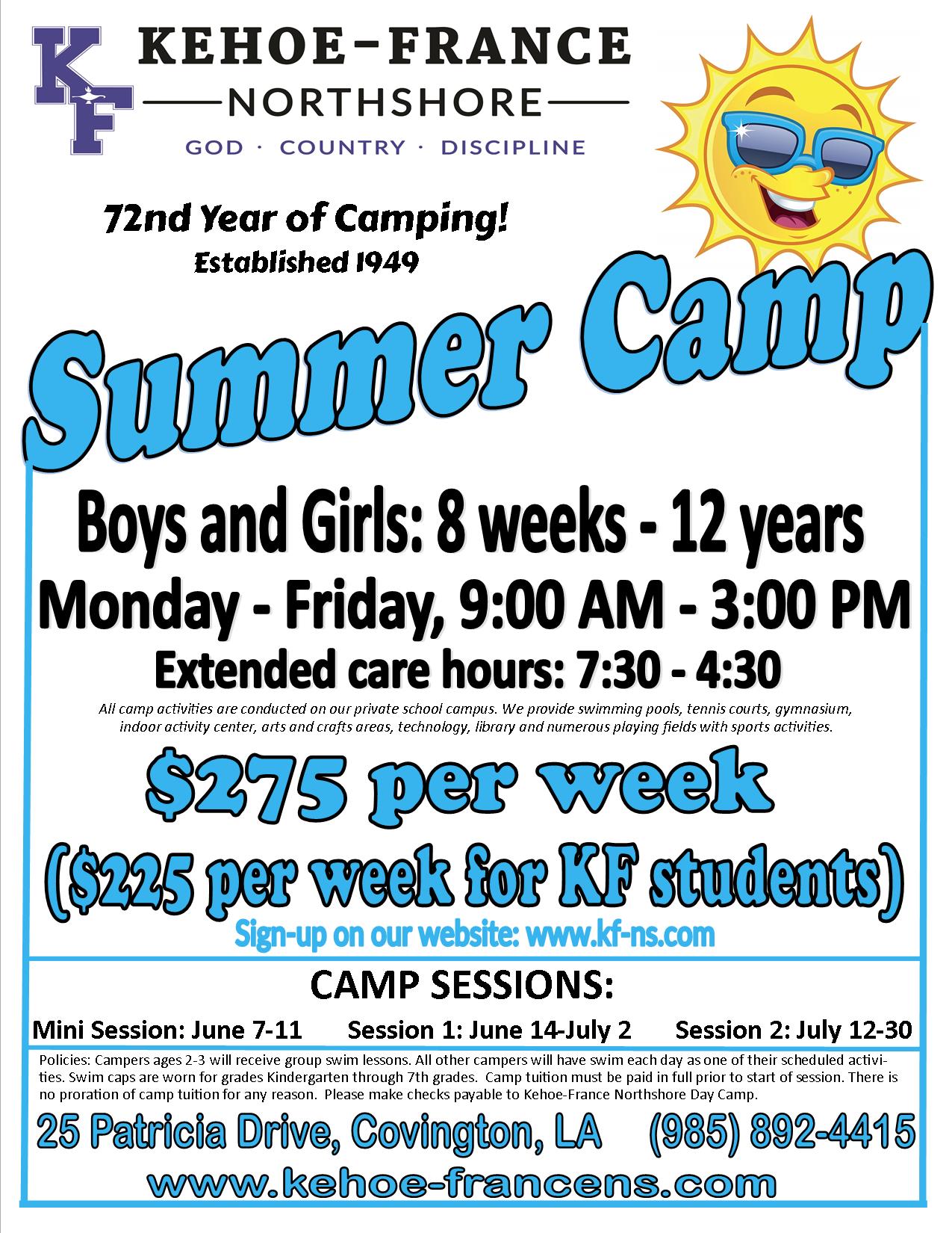 Summer Camp 2021 KehoeFrance School Northshore